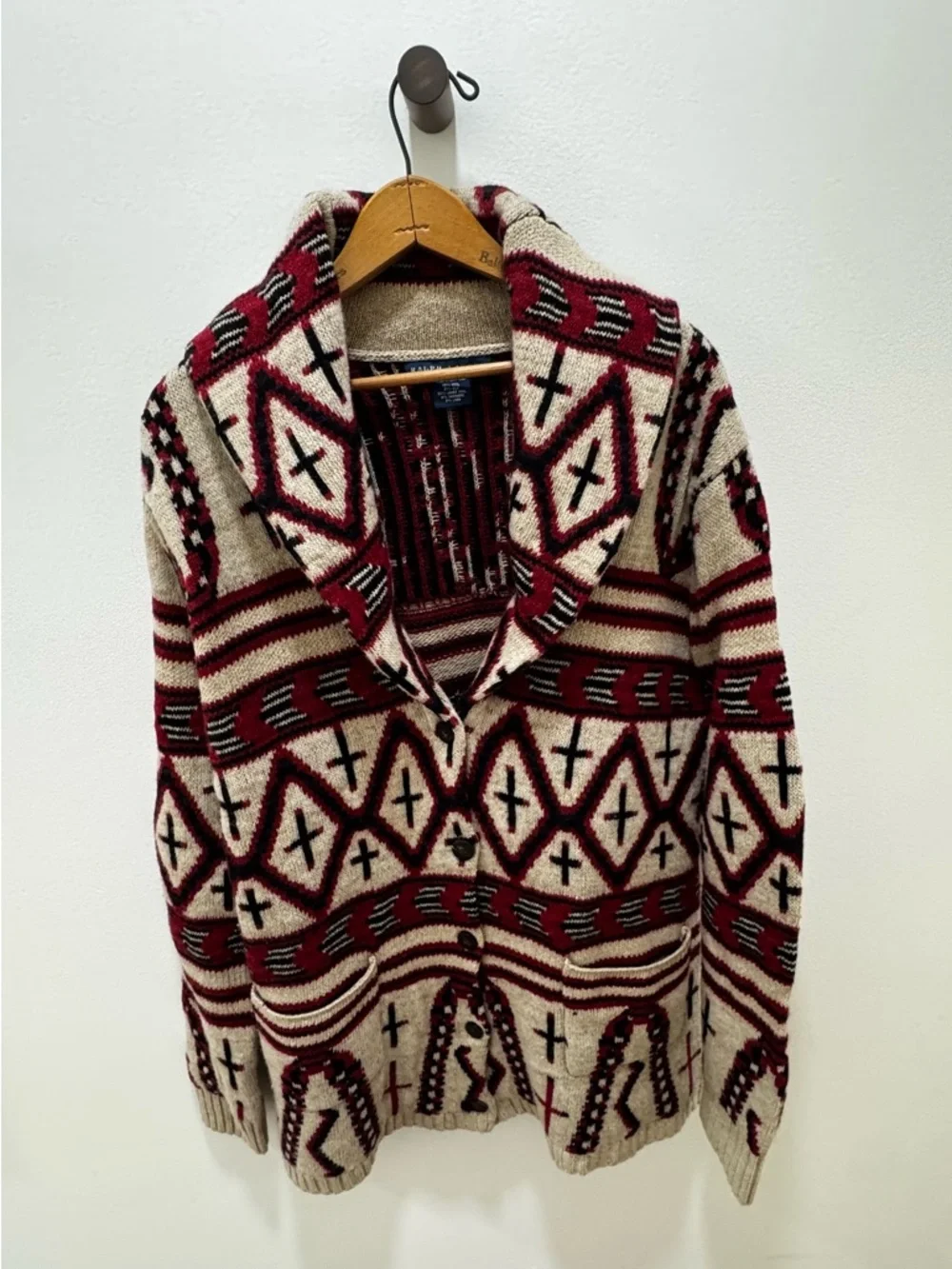 Ralph Lauren Southwestern Cardigan Shawl Collar Luxury knit M - Picture 5 of 6